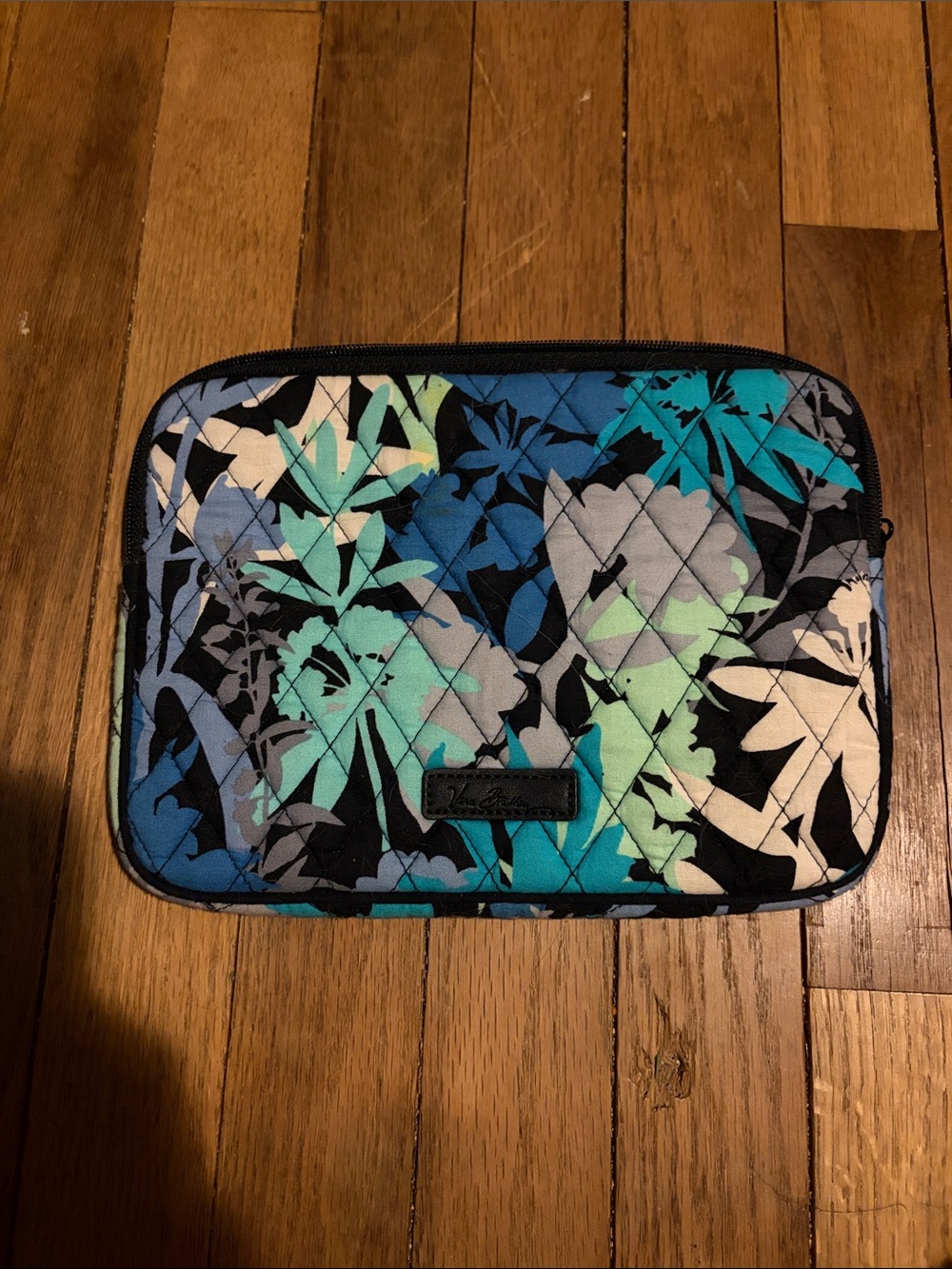 Vera Bradley Floral Quilted Tablet Sleeve in Teal, Blue, Black & White